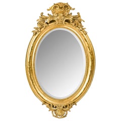 Antique French Oval Gold Gilded Louis Philippe Mirror