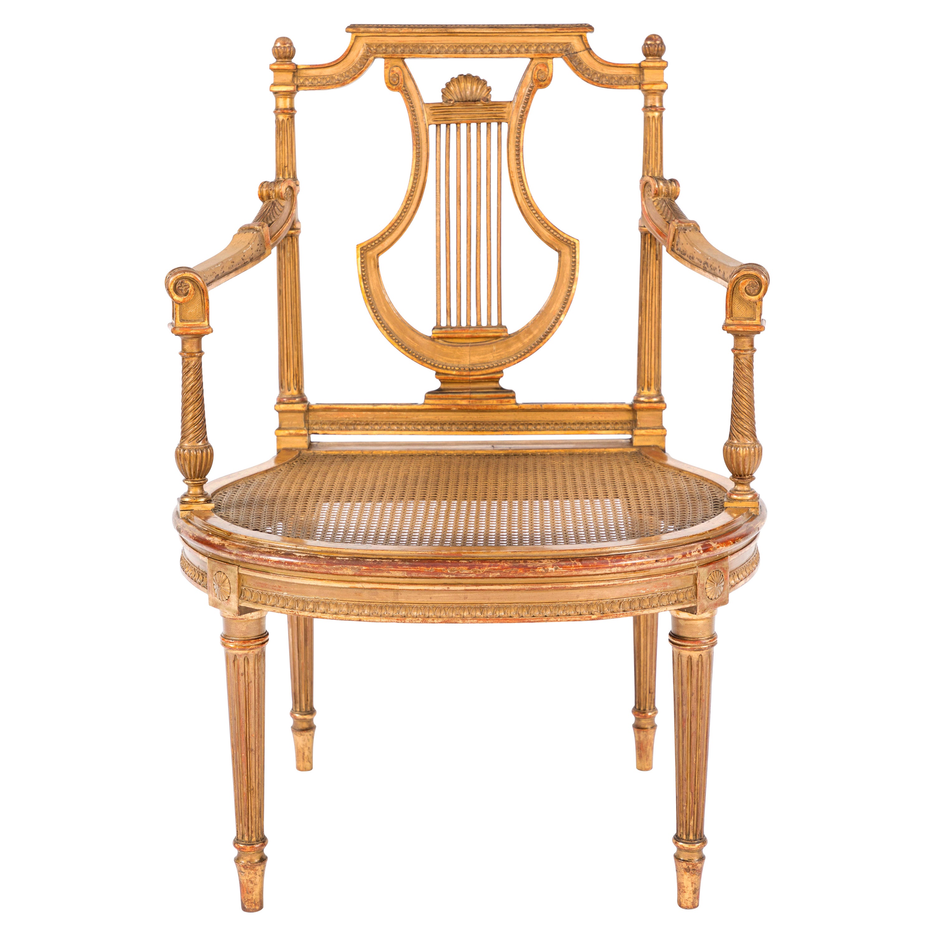 19th Century French Giltwood Single Open Arm Chair