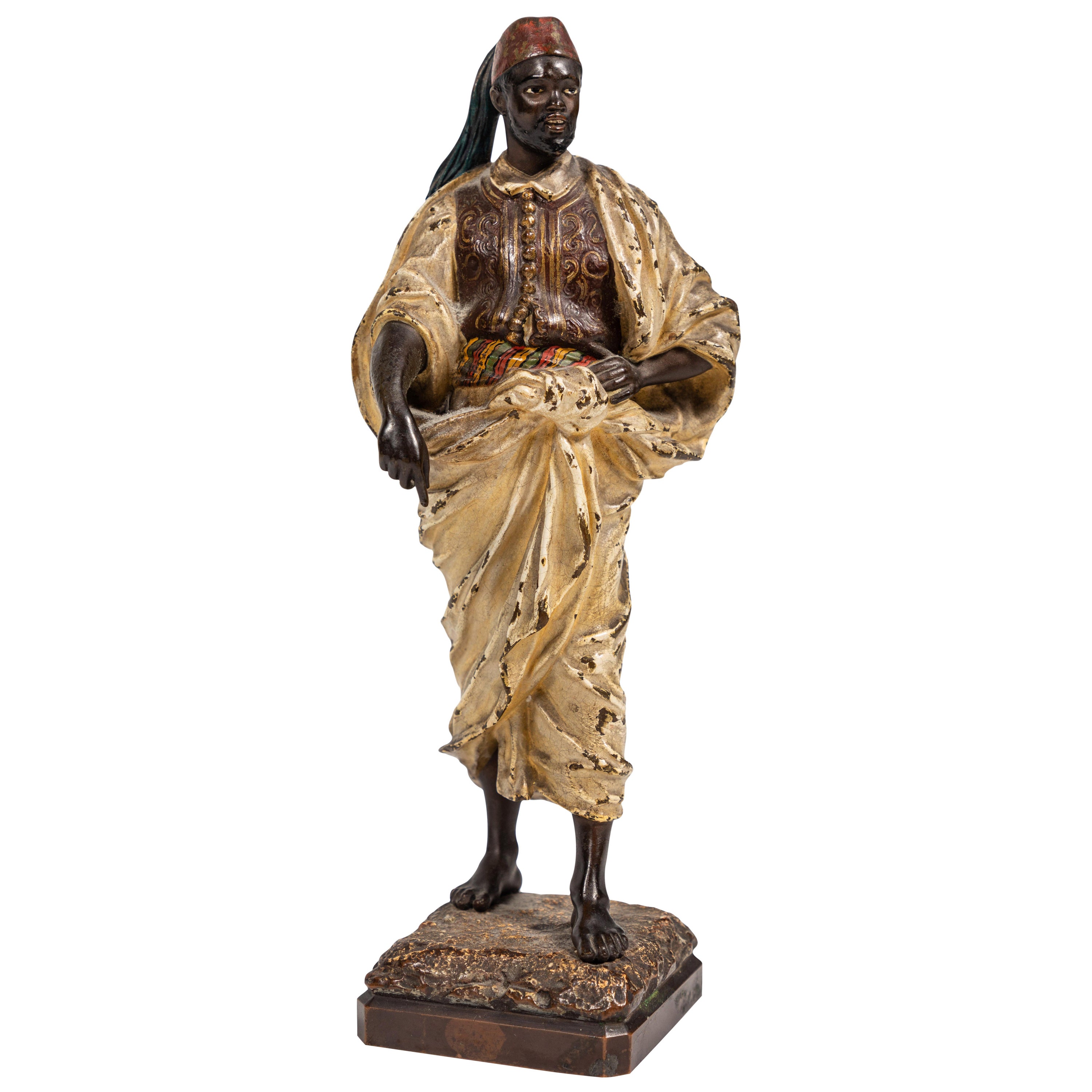 1900s Cold-Painted Statue of Arab For Sale