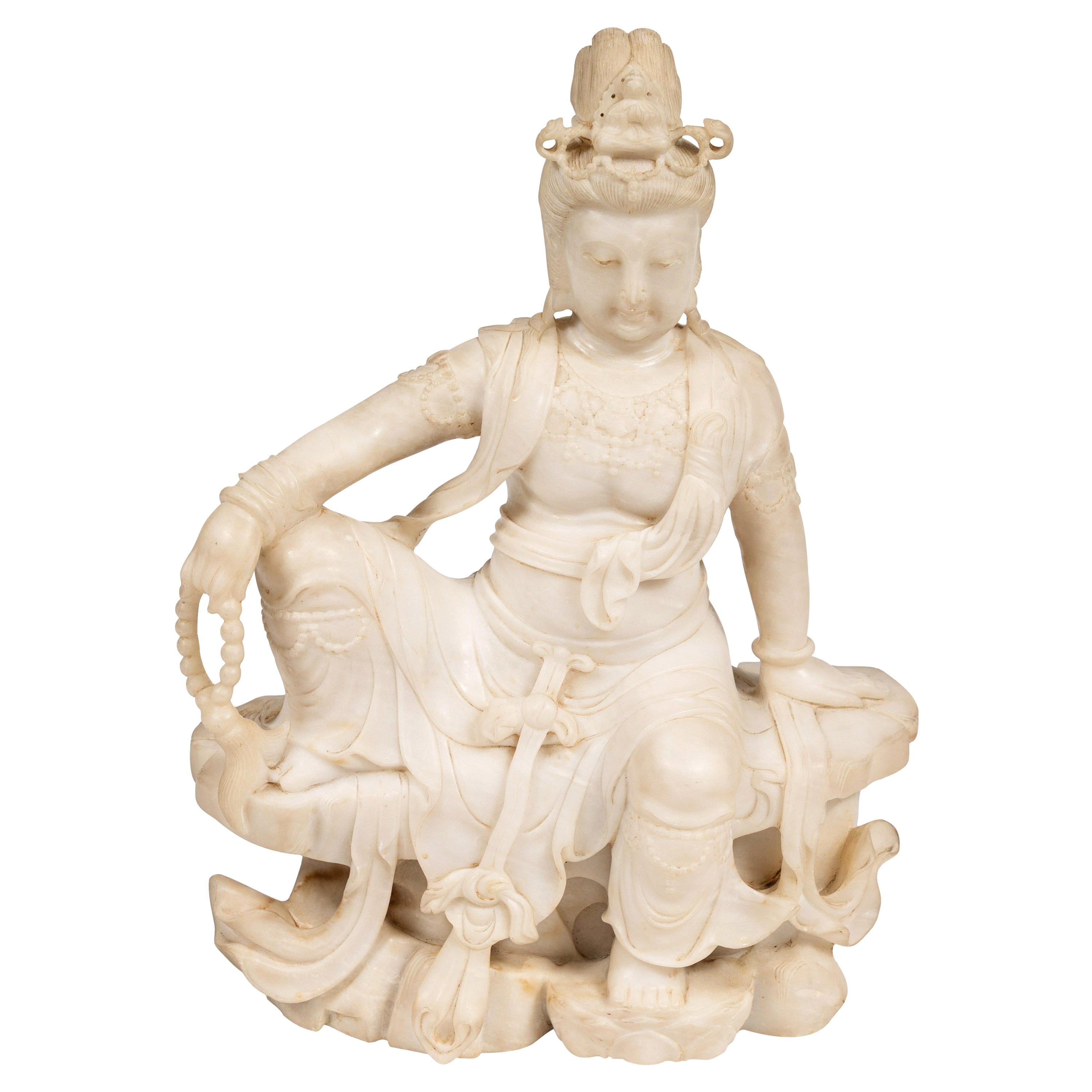 Chinese Carved Marble Quan Yin Sculpture at 1stDibs china marble