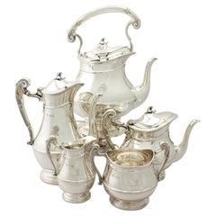 Antique Art Nouveau Style Sterling Silver Five-Piece Tea and Coffee Service