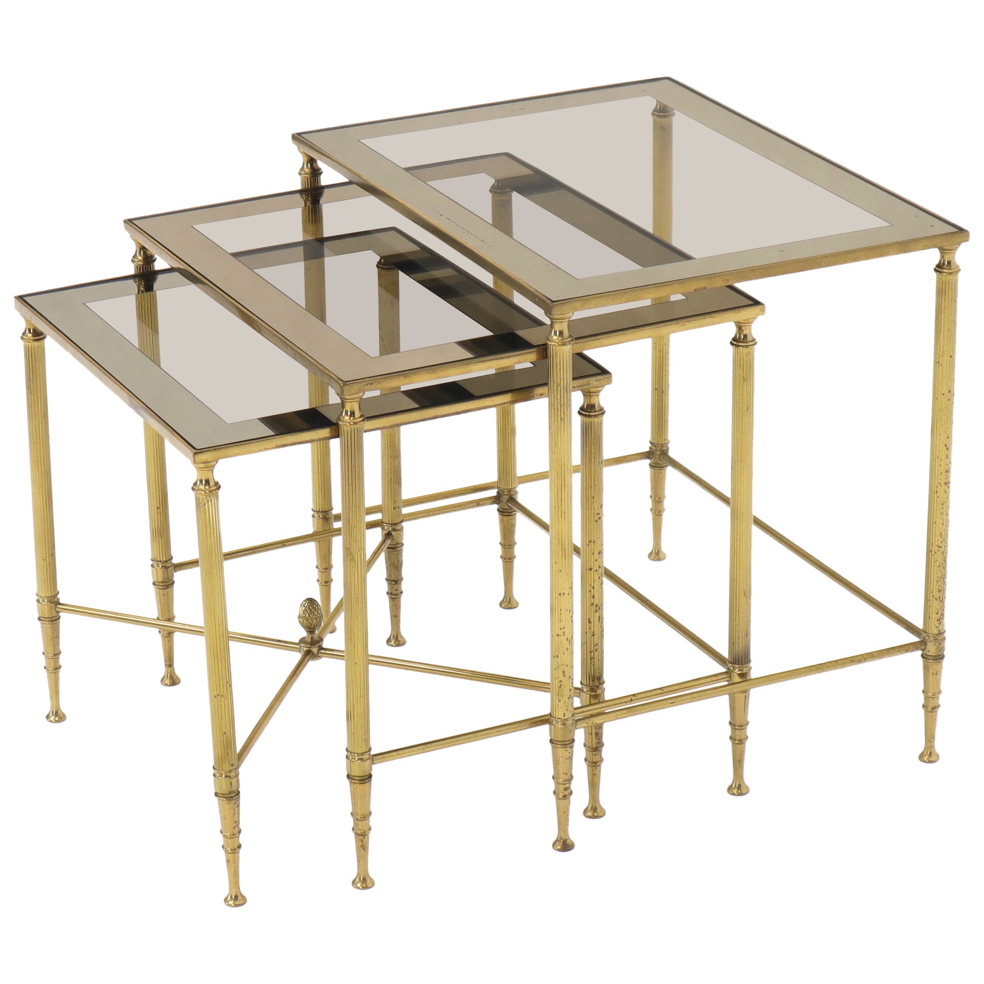 Vintage Brass Nesting Coffee Table Set at 1stDibs