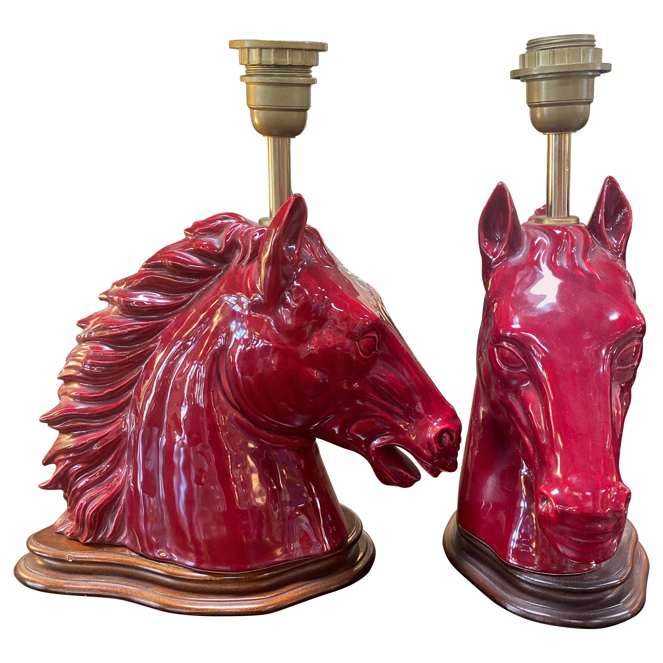Pair Of Deco Horse Head Lamps For Sale at 1stDibs