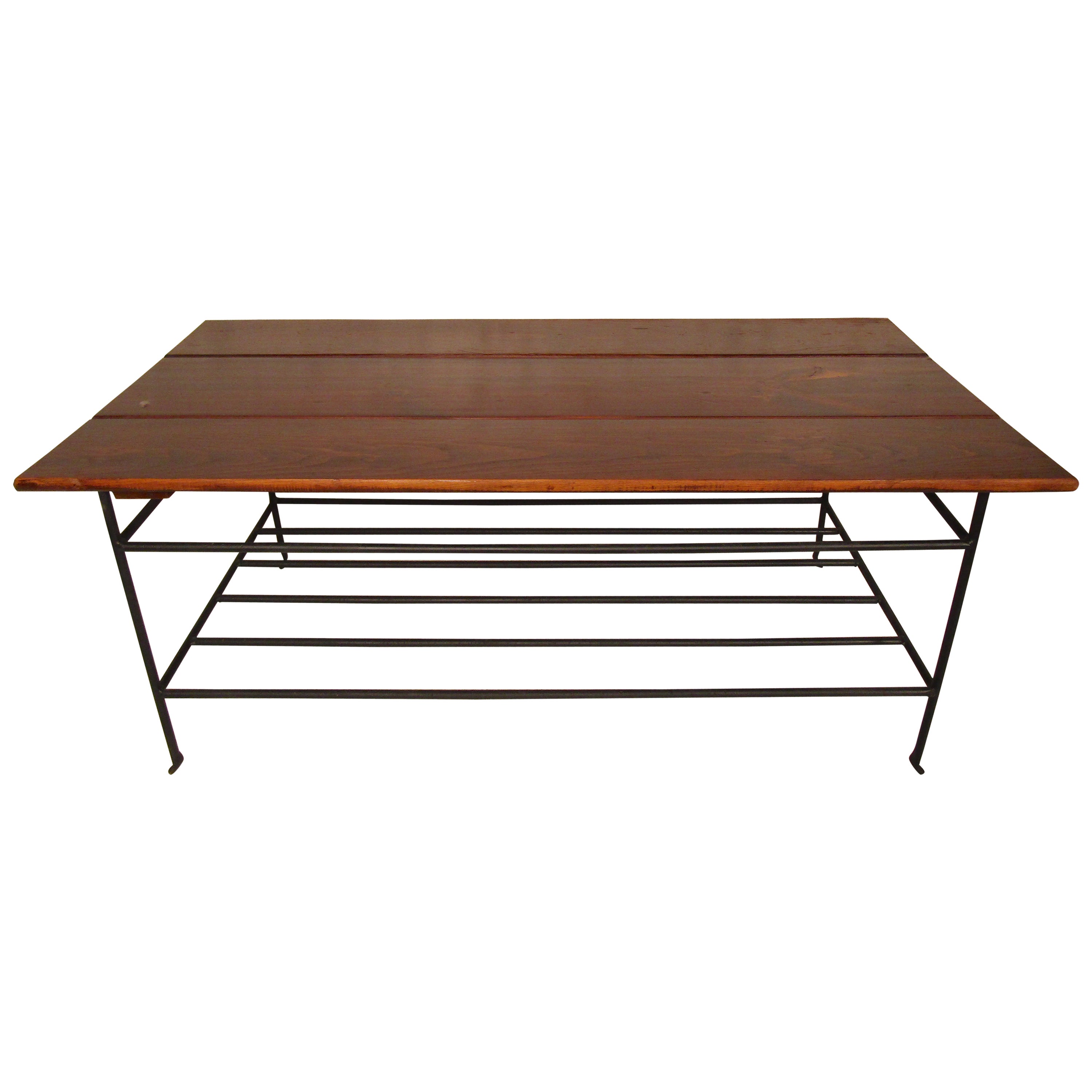 Rustic Wood/Iron/Glass Coffee Table at 1stDibs