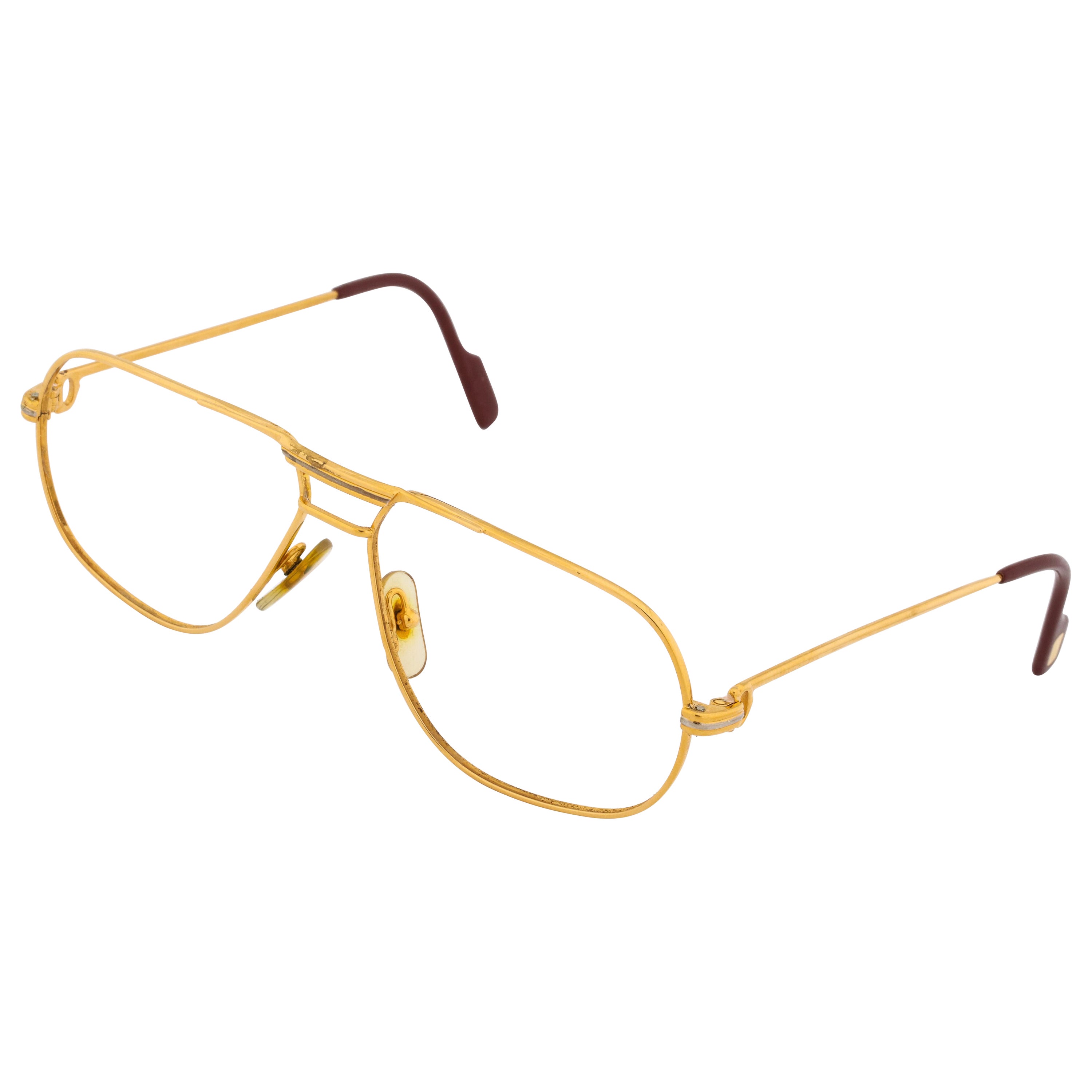 Cartier, cadres Cartier, C 1970, cadres dorés, lunettes Cartier dorées, vintage en vente