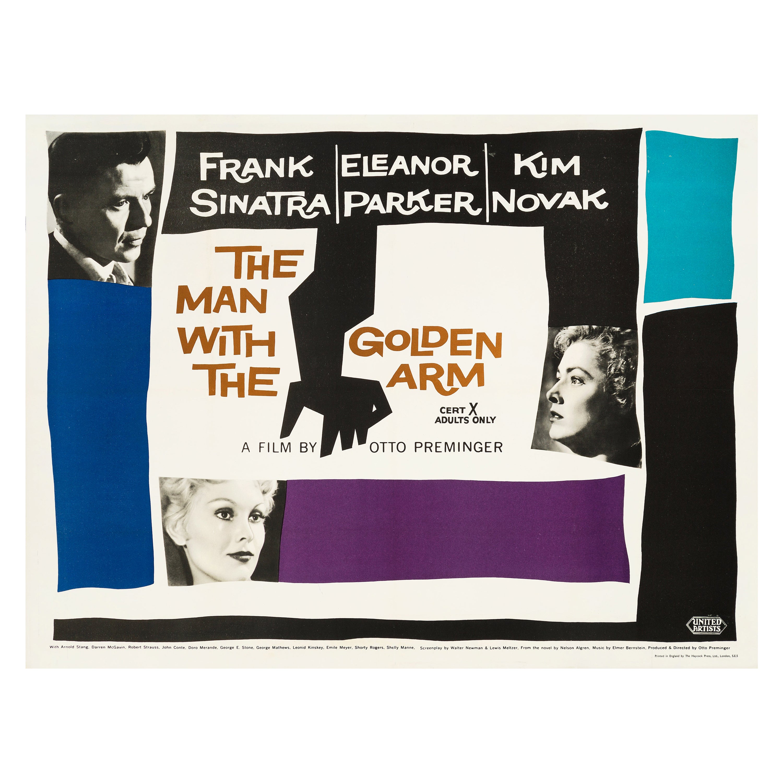 'The Man with the Golden Arm' Original Movie Poster by Saul Bass, British, 1956