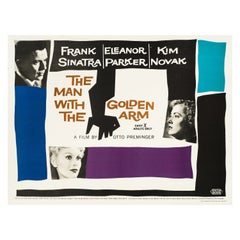 Vintage 'The Man with the Golden Arm' Original Movie Poster by Saul Bass, British, 1956