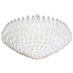 Large Round 1970s Polyhedron Glass Chandelier