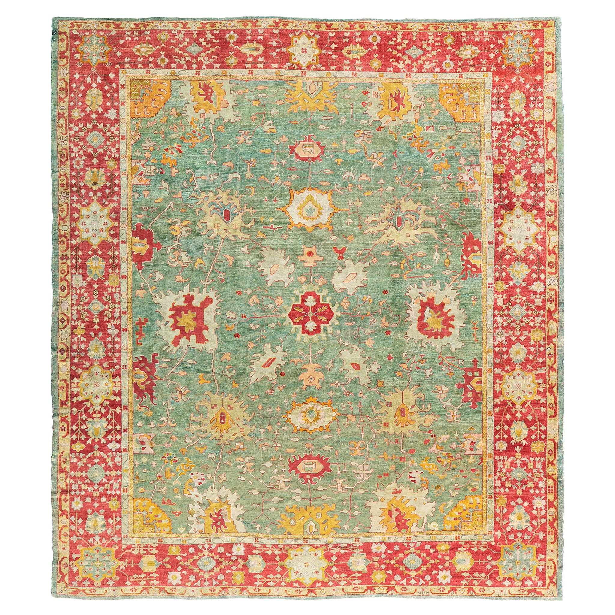 Handgewebter antiker türkischer Angora- Oushak-Teppich aus dem 19. Jahrhundert