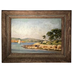 Vintage Painting of a Tropical Coastal Scene