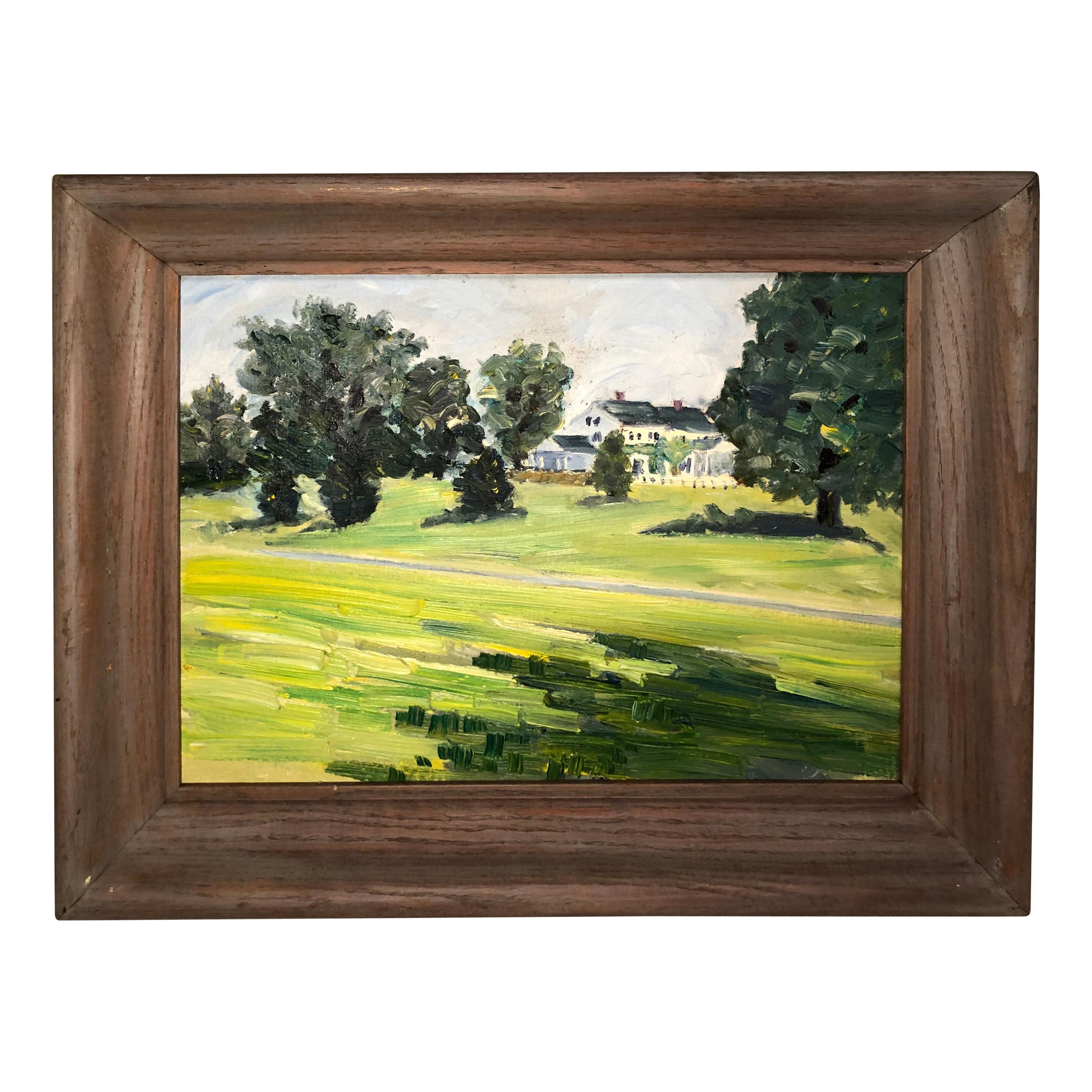 Oil on Board of a Pastoral Scene with House For Sale