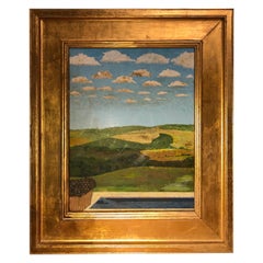 "Blue Skies" Landscape Painting with Clouds and Fields