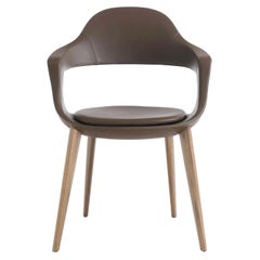 Französischerkiss-Stuhl mit hoher Rückenlehne und Holzbezug von Stefano Bigi