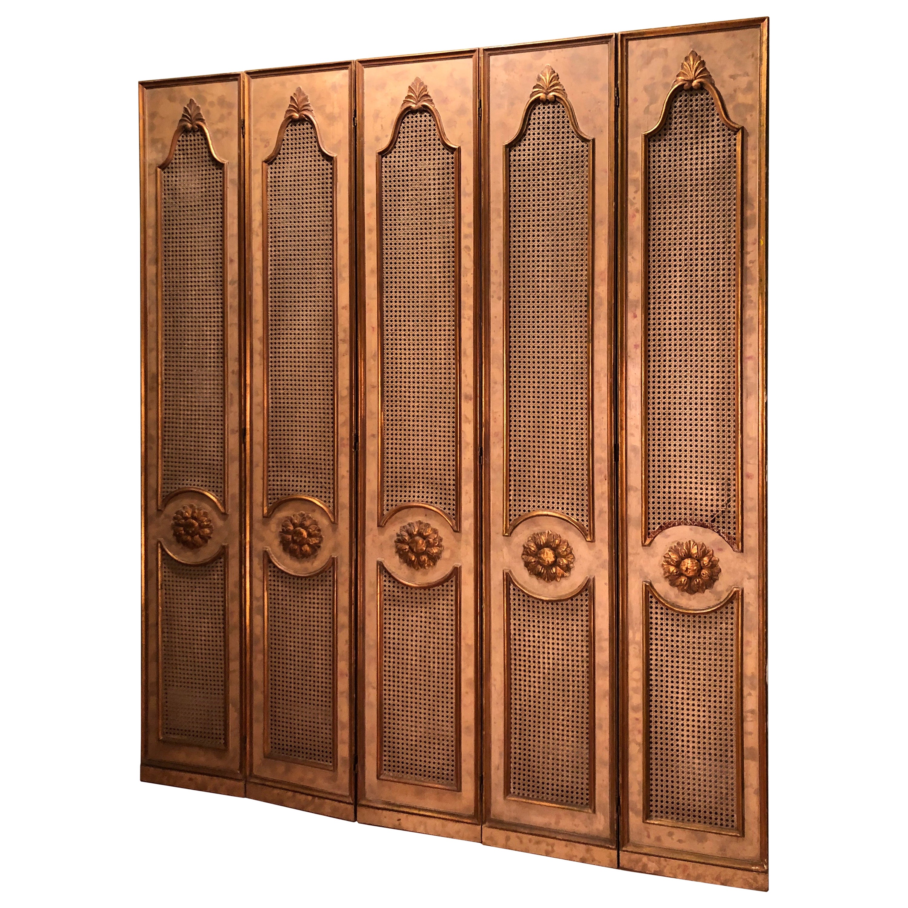 Five Panel French Room Divider Folding Screen Painted at 1stDibs