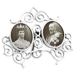 1901 Antique Edwardian Sterling Silver Double Commemorative Frame