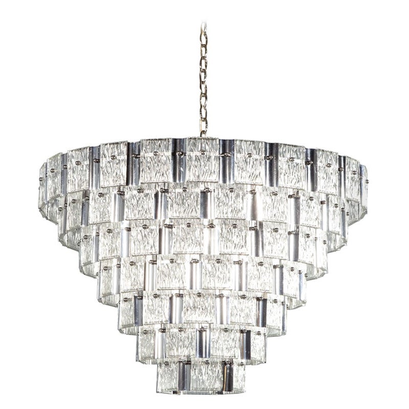 Mid Century Italian Modern Art Glass Chandelier For Sale at 1stDibs