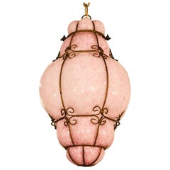 Vintage Pink Venetian Glass Lantern