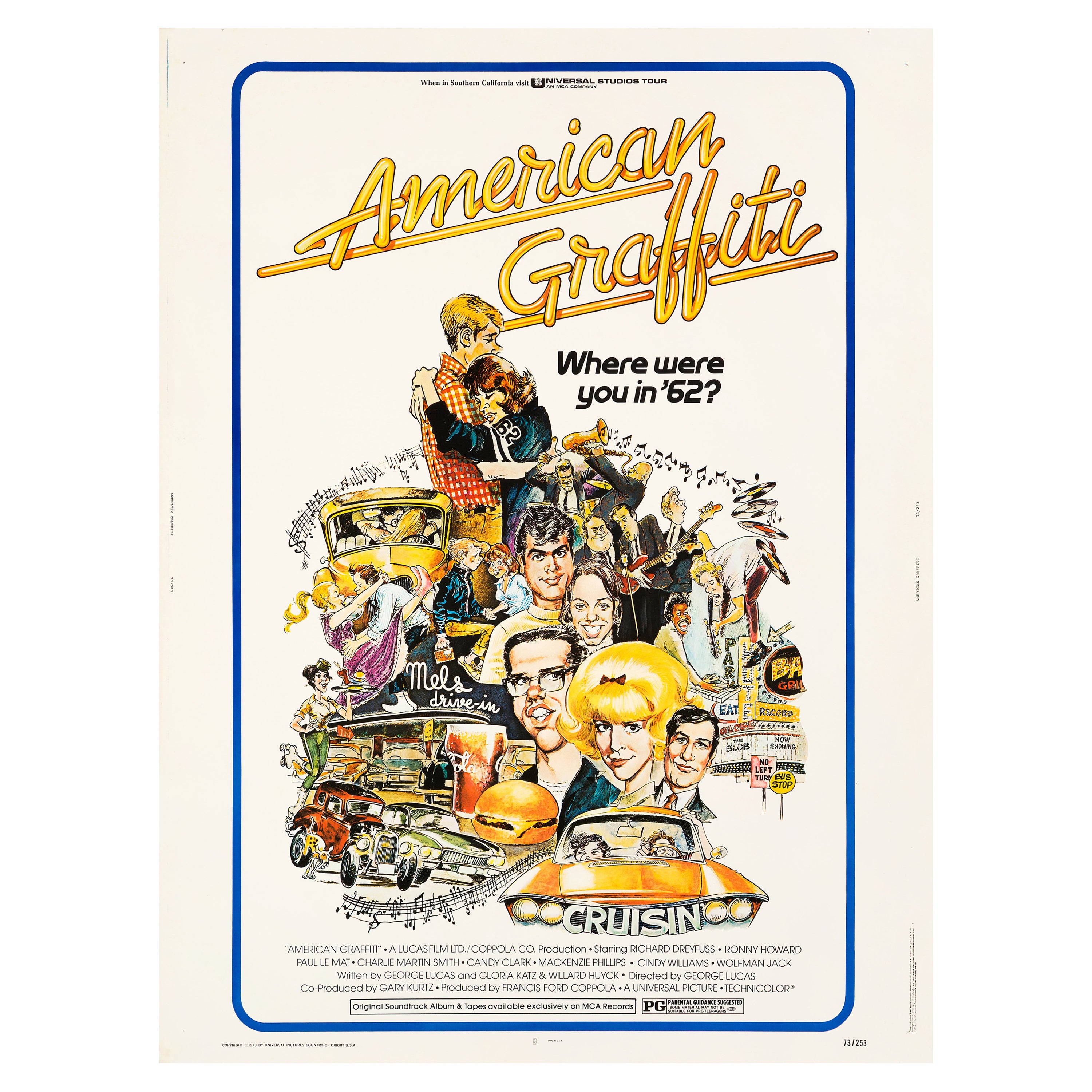 'American Graffiti' Original Vintage Us Movie Poster by Mort Drucker, 1973