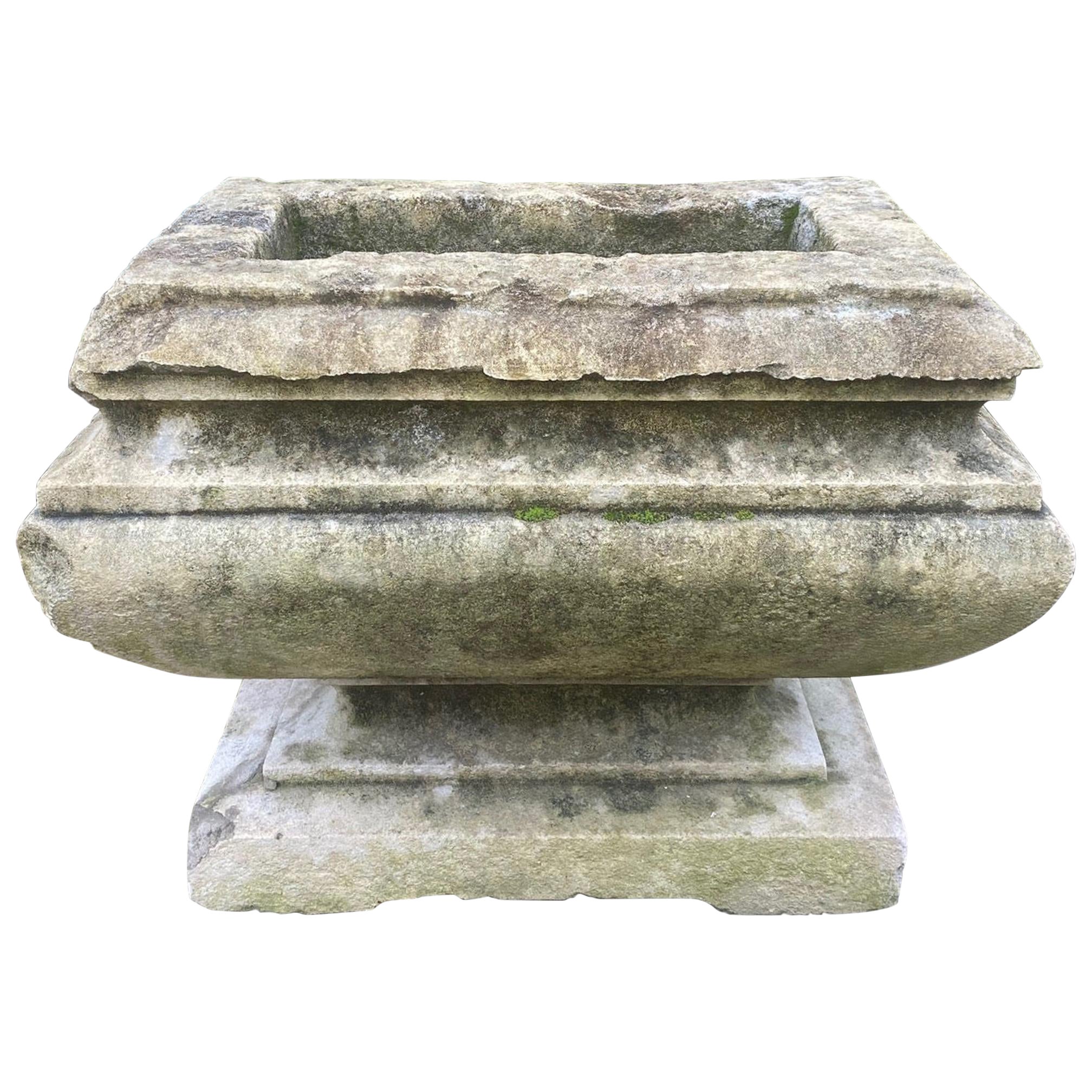 17th C. Hand Carved Stone Planter Jardinière Decorative Antiques Center Piece LA