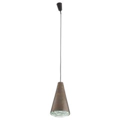 Vintage Bronze and Glass Pendant Lamp by Max Ingrand for Fontana Arte