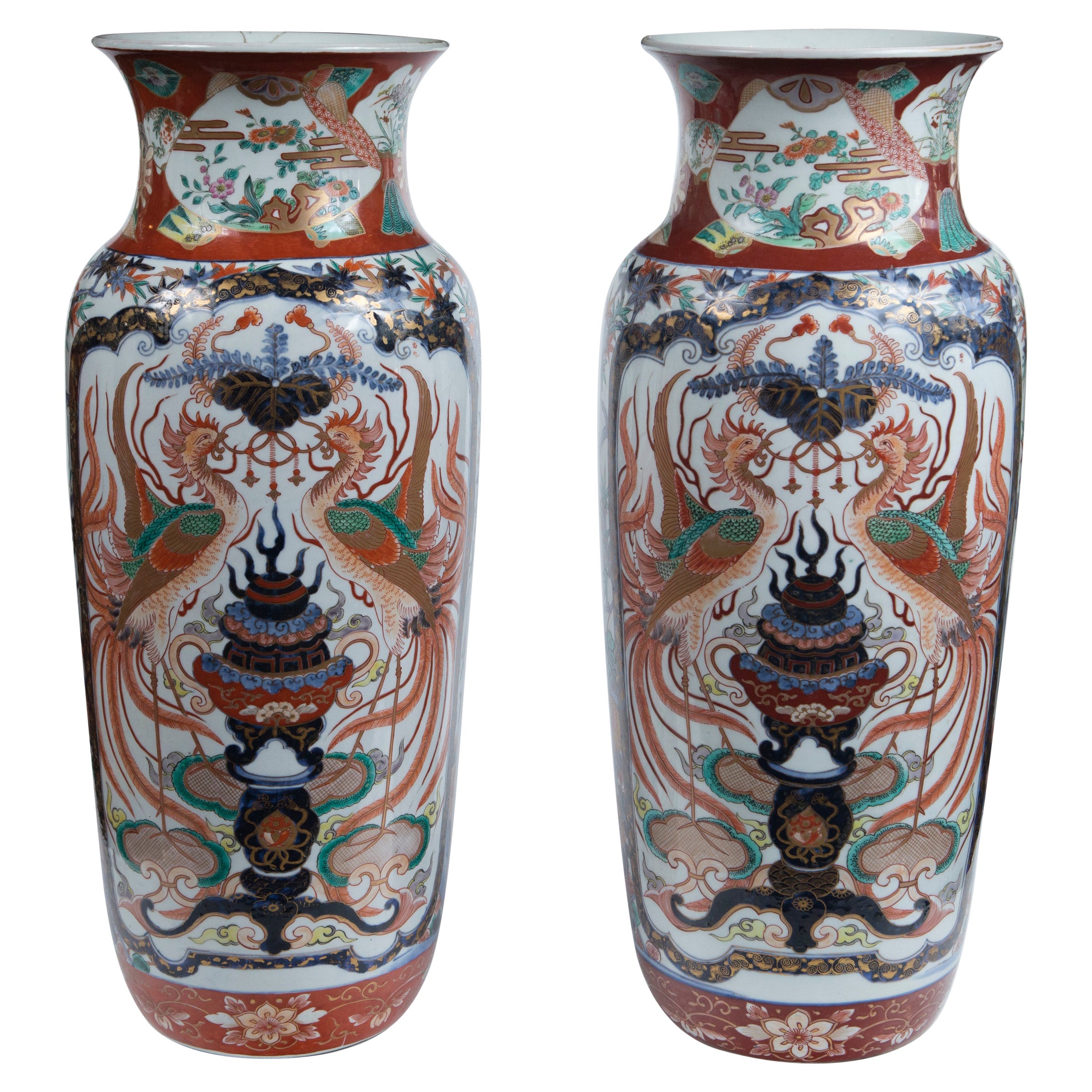 Very Large Antique Japanese Imari Porcelain Floor Vase Cover or Urn For