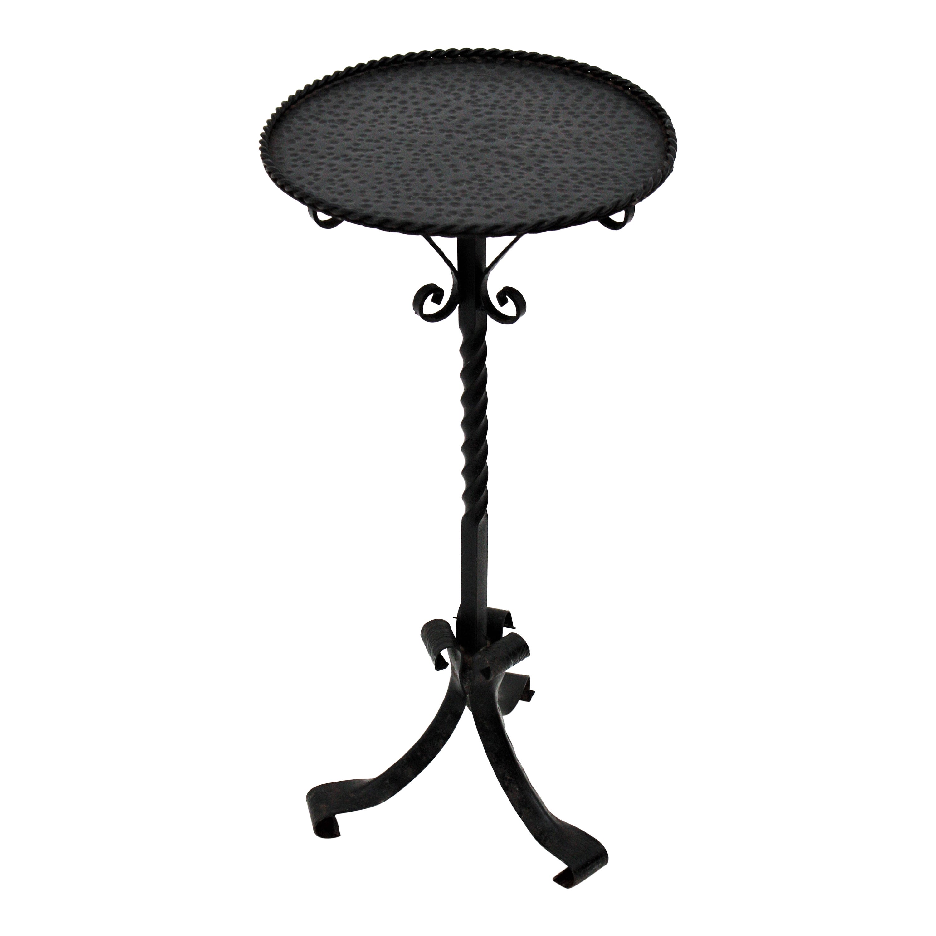 Black Marble Top Ornate Wrought Iron Side Console Table For Sale at 1stDibs