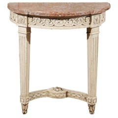 French Painted Louis XVI Console Table with Marble Top, circa 1780