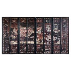 Late 19th Century Eight-Panel Chinese Folding Screen