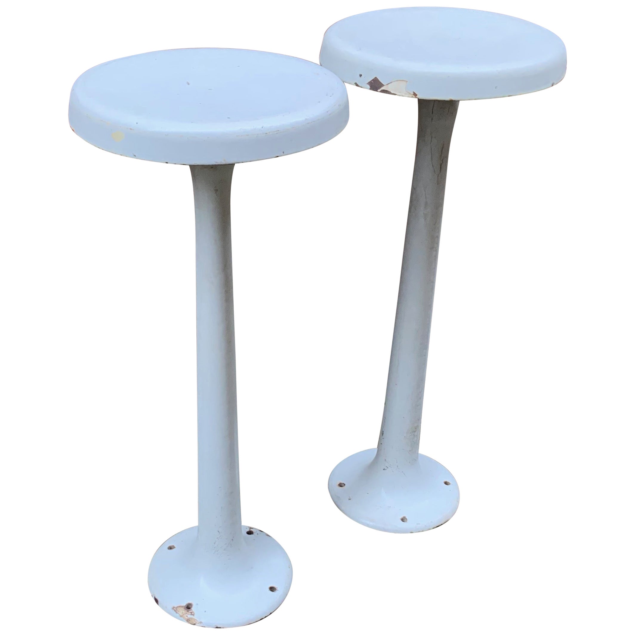 Cast Iron Swing Out Counter Stool with Mahogany Seat For Sale at 1stDibs