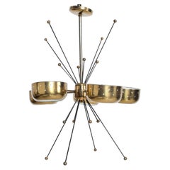 Mid-Century Modern Sputnik Italian Chandelier in Brass Pavo Tynell Attributed #2