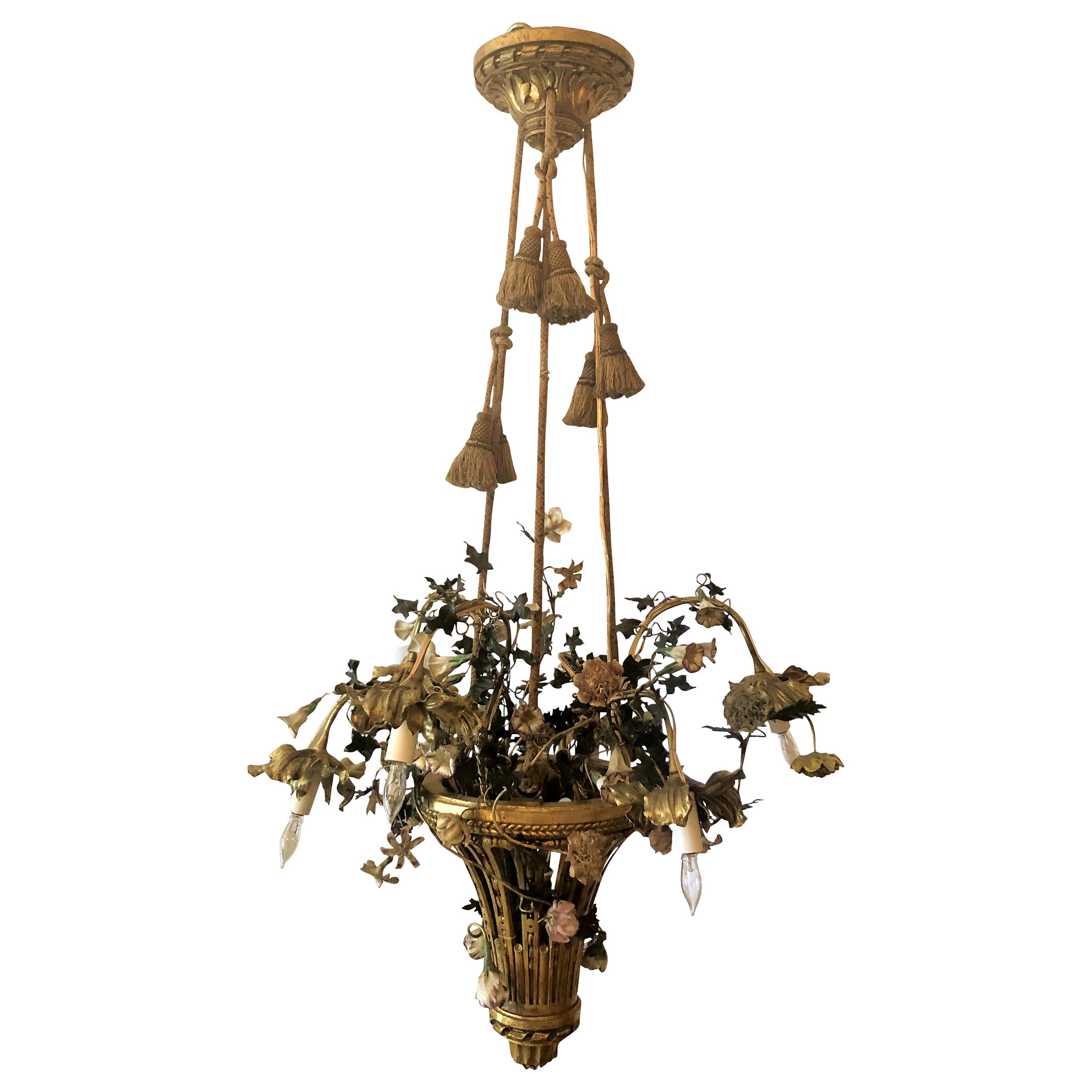 Unusual Antique Mid 19th Century French "Marie Antoinette" Chandelier For Sale