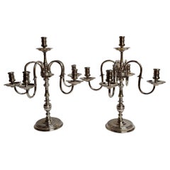 Pair of English Estate Sheffield Silver Plate Candelabra, circa 1920s