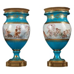 Used Pair of "Sèvres" "Neptune and Venus Porcelain" Vases, France, Circa 1880