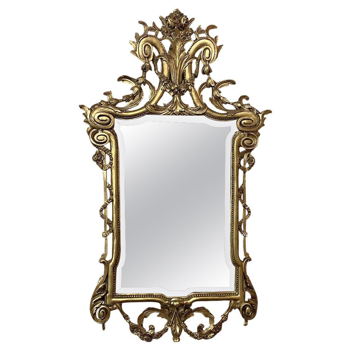 19th Century Italian Neoclassical Carved Giltwood Mirror For Sale