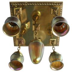 Antique Polished Brass Flush Mount 'Five-Light'