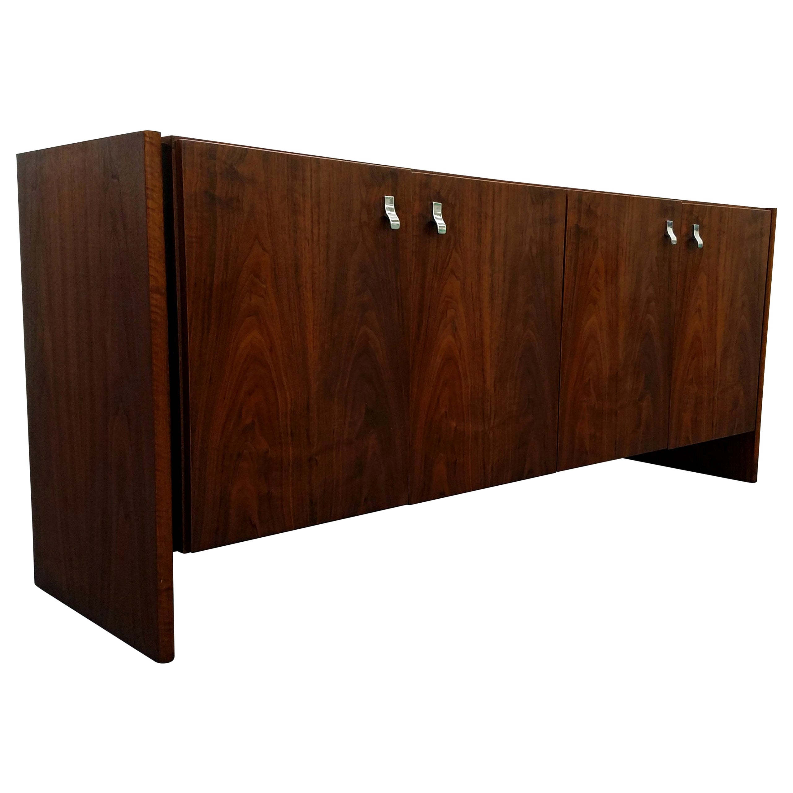 Mid Century Sideboard Buffet with Brass Handles at 1stDibs