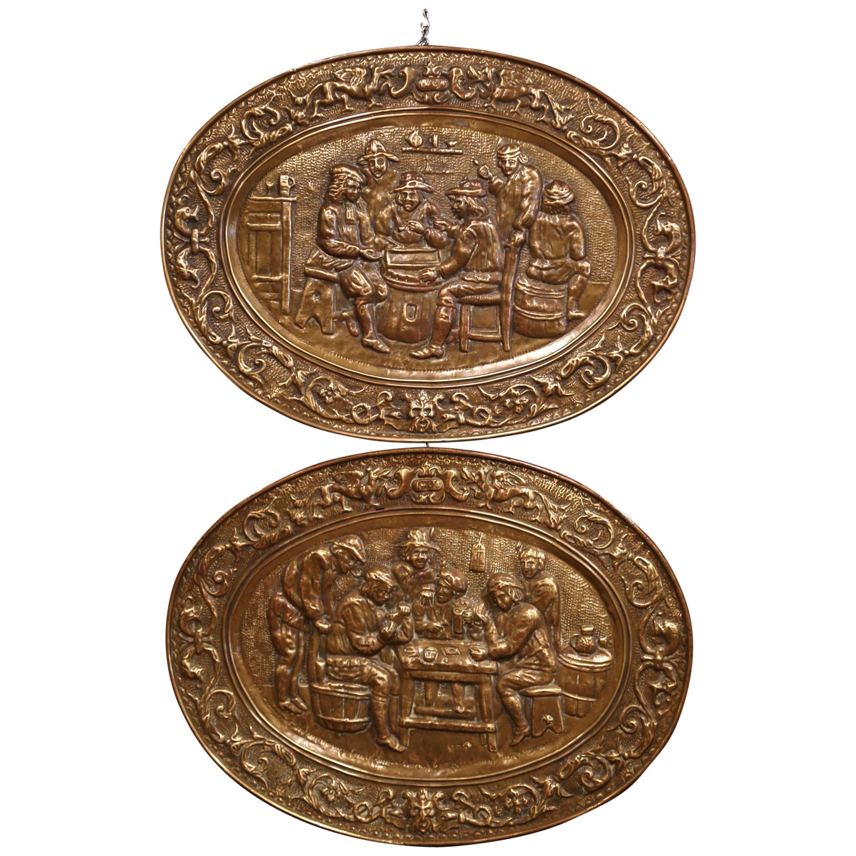 19th Century French Historical Hammered Copper Relief Plaque For Sale at 1stDibs