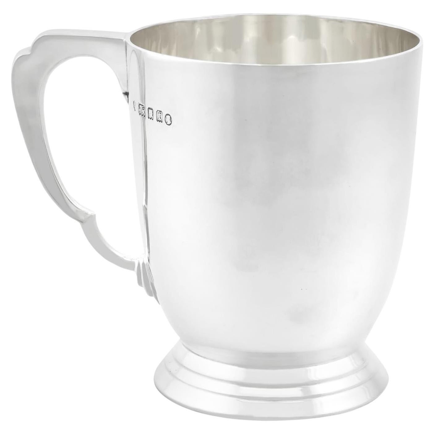 Edward Barnard & Sons Ltd Antique Art Deco Sterling Silver Pint Mug For Sale