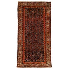 Fine tapis Kelleh Qarabagh à fond bleu ancien