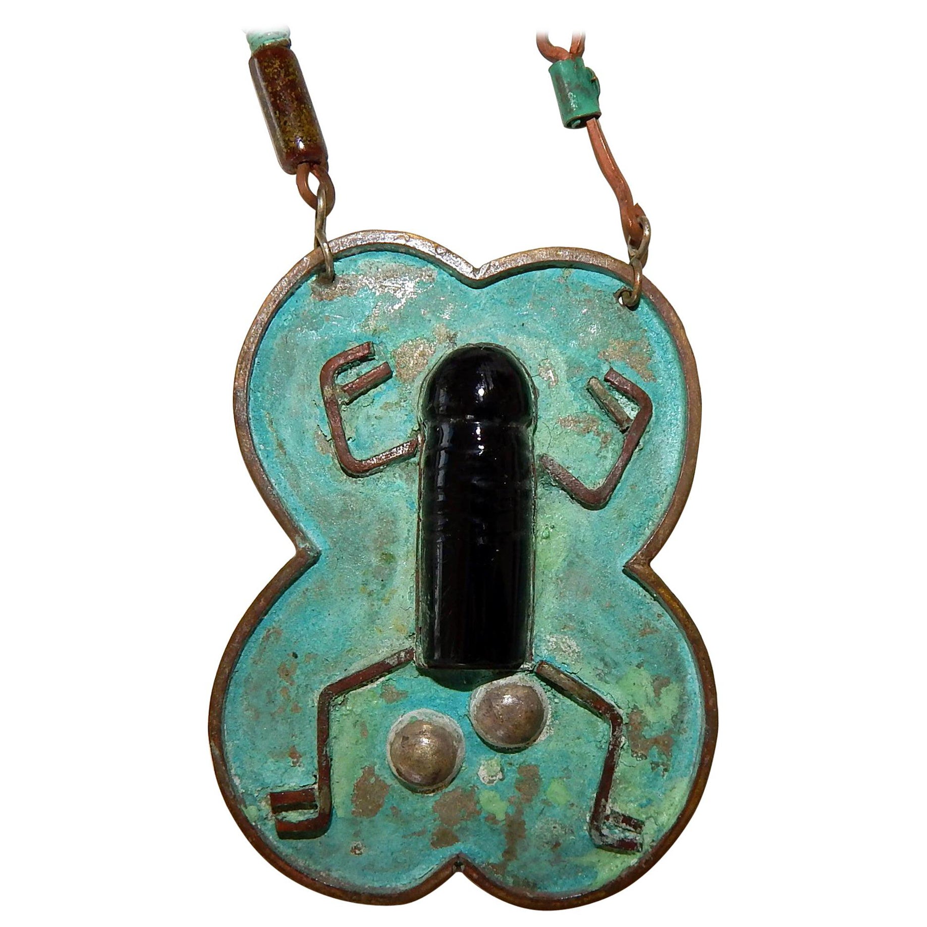 Ken Beldin Pendentif grand scarabée mexicain mi-siècle en métal mélangé