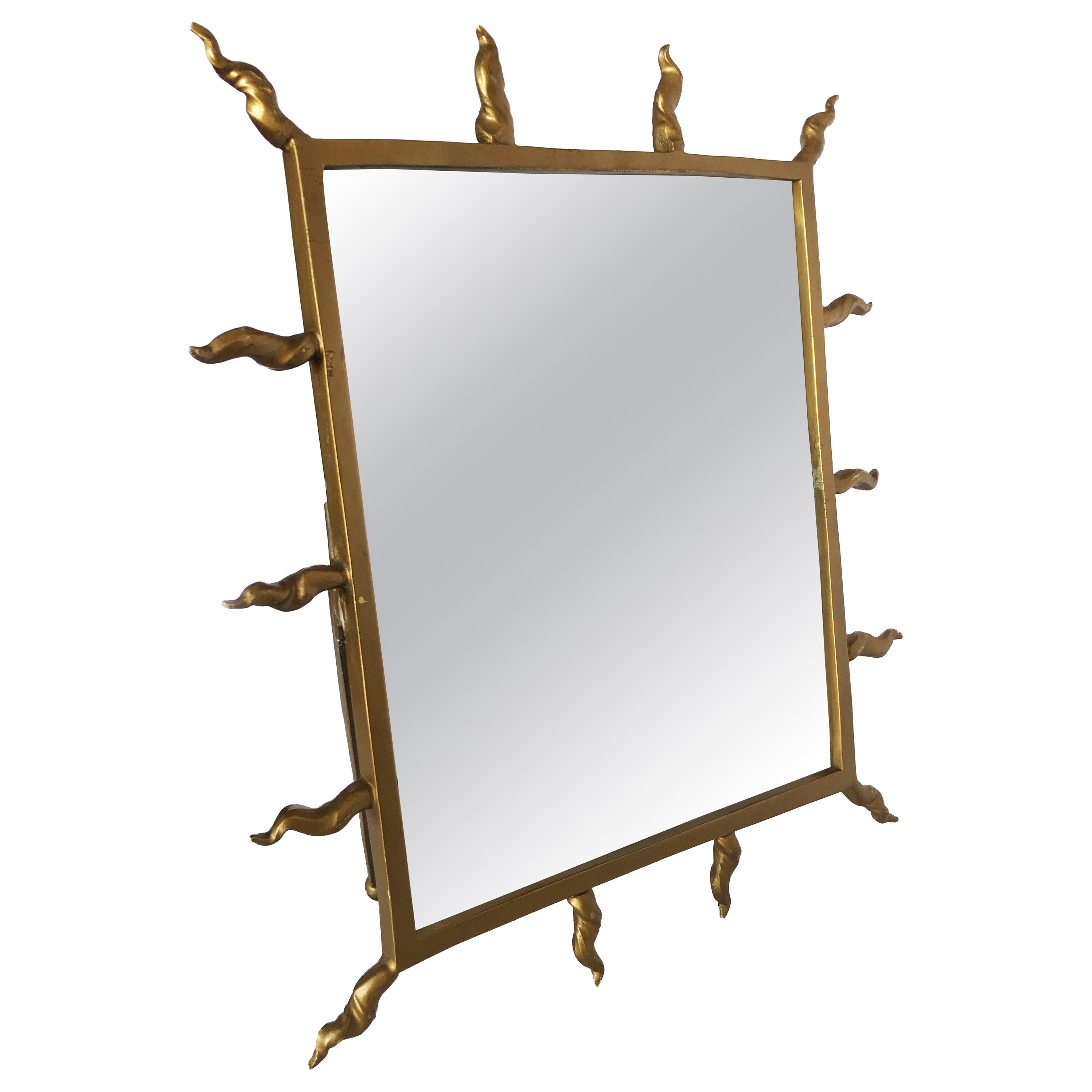 West German Lighted Tabletop Vanity Mirror in Brass at 1stDibs