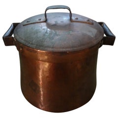 Pot en cuivre français du 19ème siècle avec couvercle