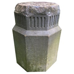 Antique Early 19th C English Hand-Carved Octagonal Yorkstone Pedestal