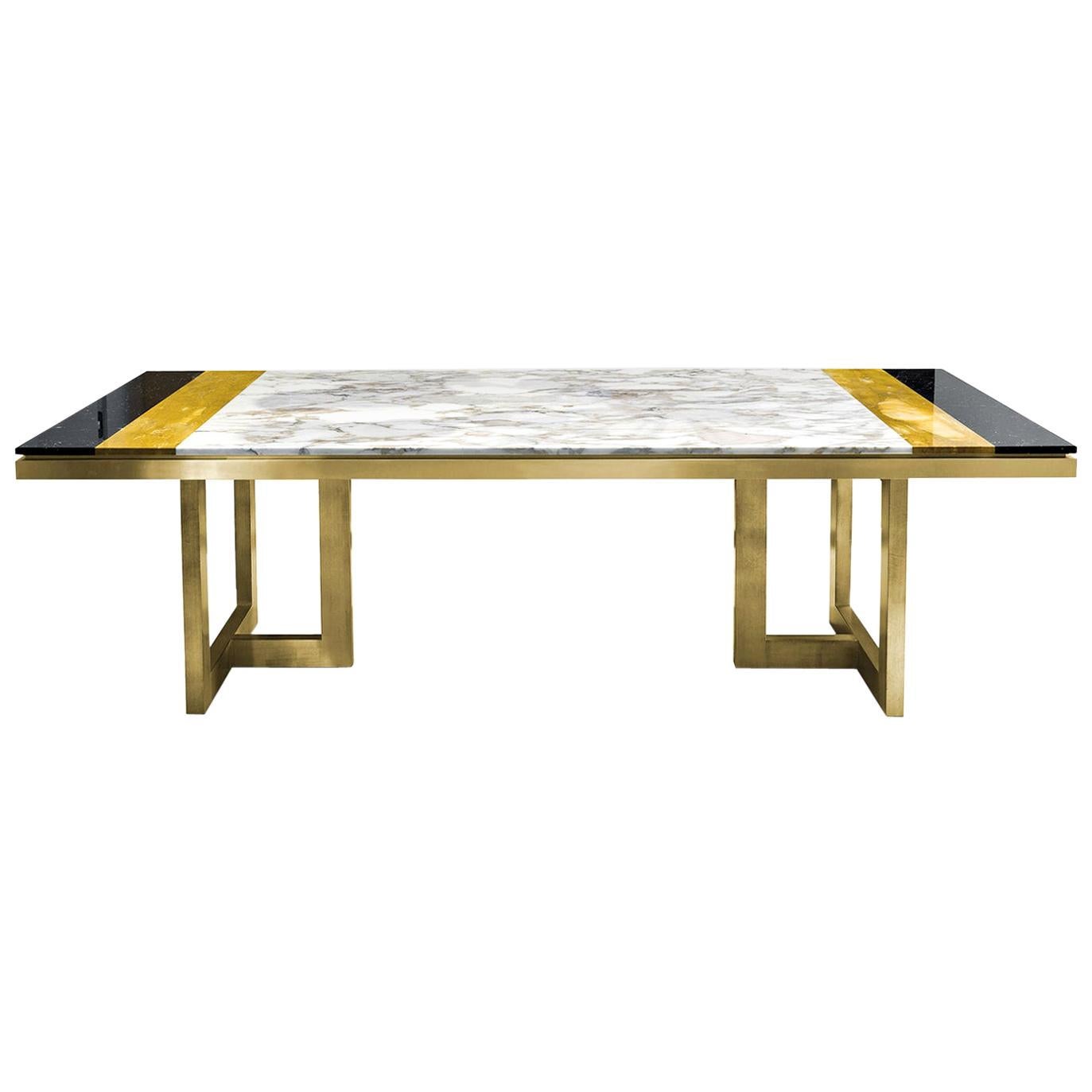 Otello Table in Calcatta and Marquina Marbles by Chiara Provasi For Sale