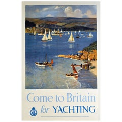 Affiche d'origine de voile vintage « Come to Britain for Yachting » (Venez en Grande-Bretagne pour la voile) par Arthur Burgess