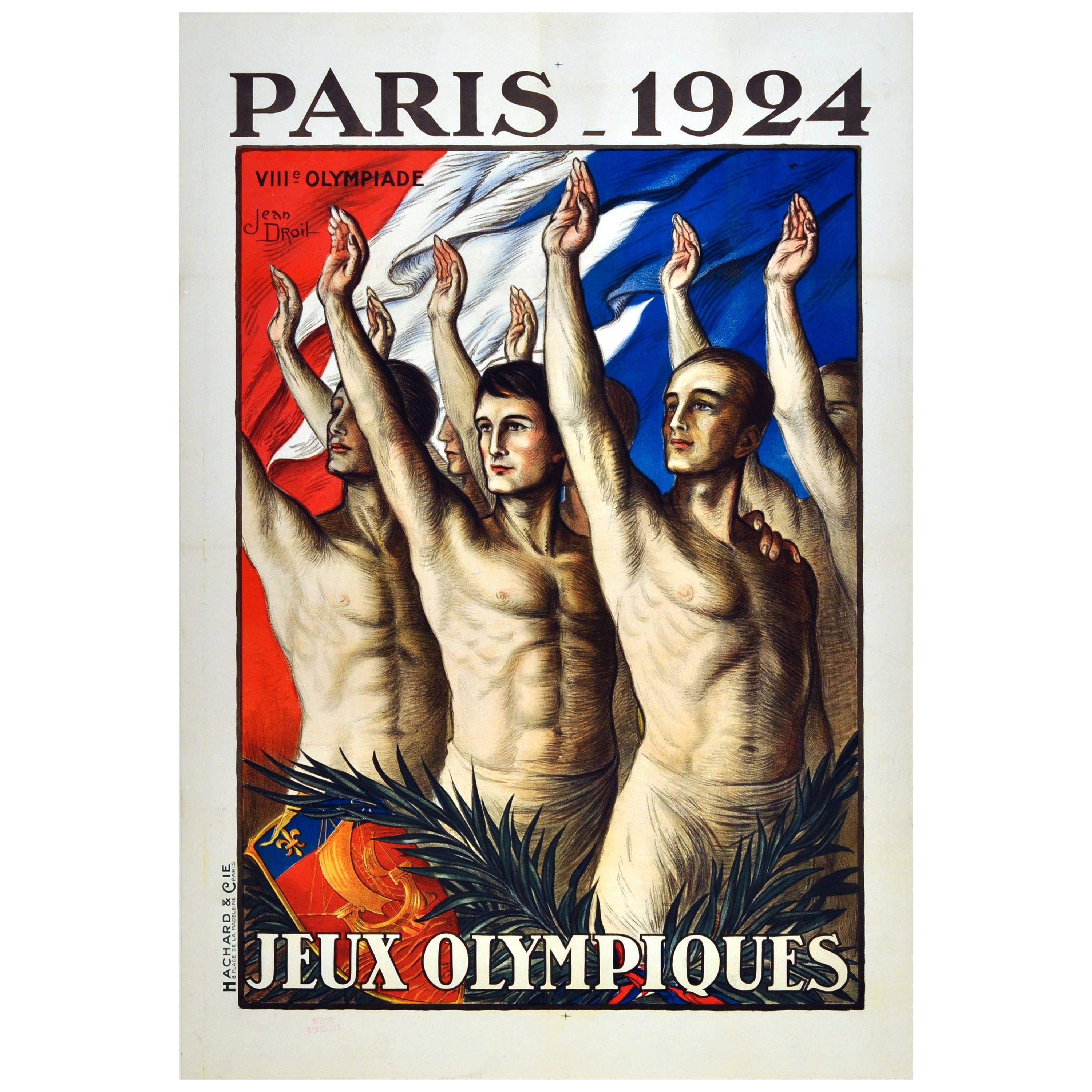 VII Olympiad, Original Vintage Sport Poster for the 1924 Olympic Games in Paris