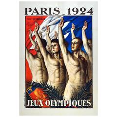 VII Olympiad, Original Antique Sport Poster for the 1924 Olympic Games in Paris