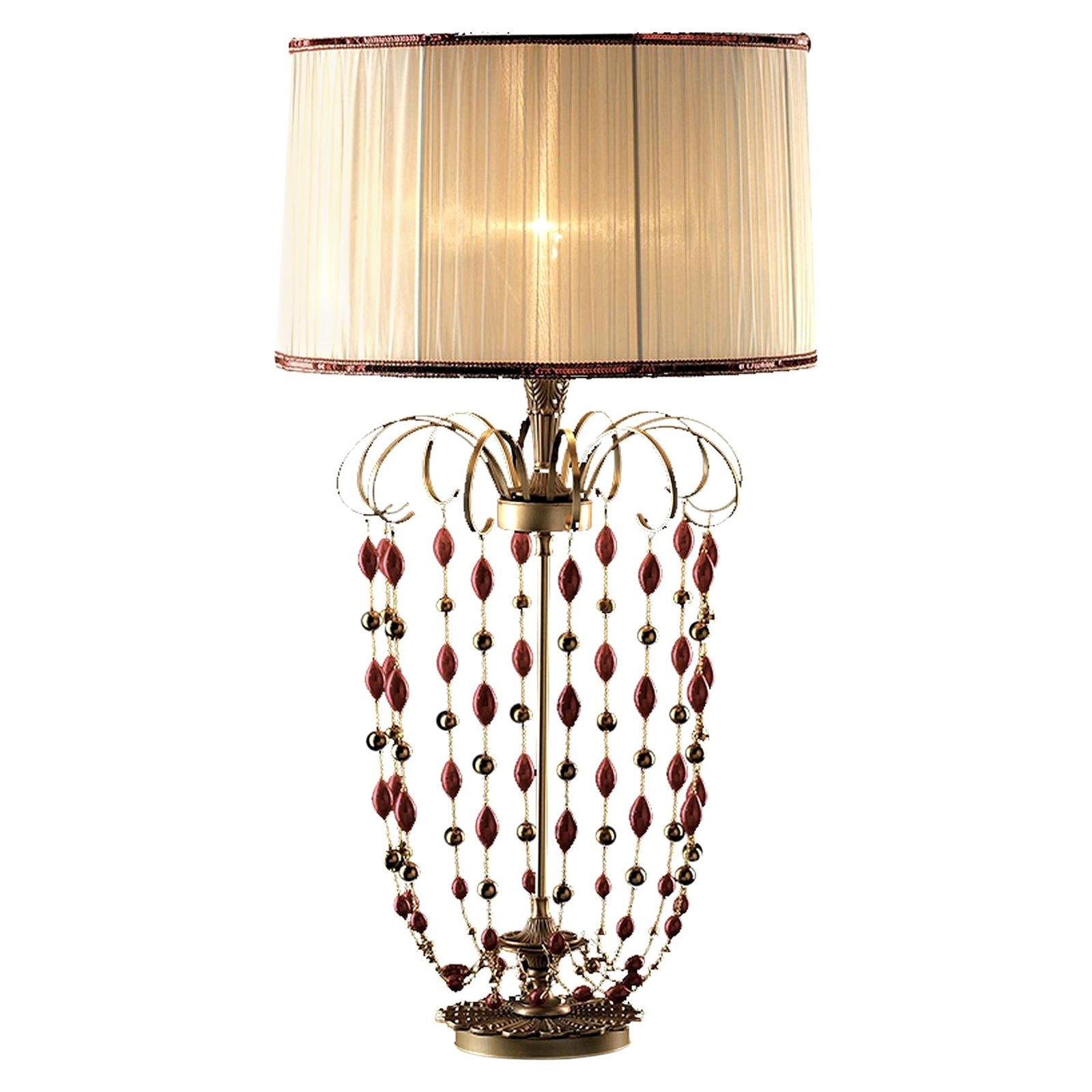 Red Venetian Glass Table Lamp For Sale