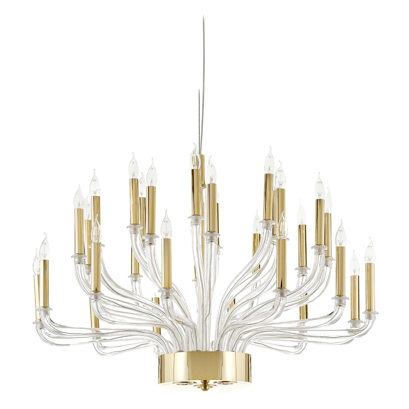 Brass and Venetian Glass Chandelier For Sale
