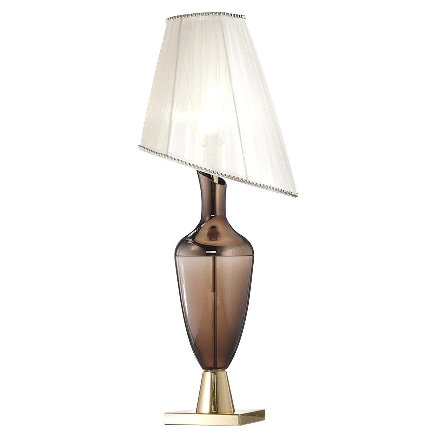Lady Gold and Coffee Glass Table Lamp For Sale